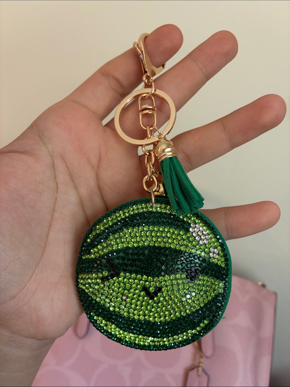 2/$20🎀 Watermelon Rhinestone Round Tassel Keychain - Picture 2 of 2